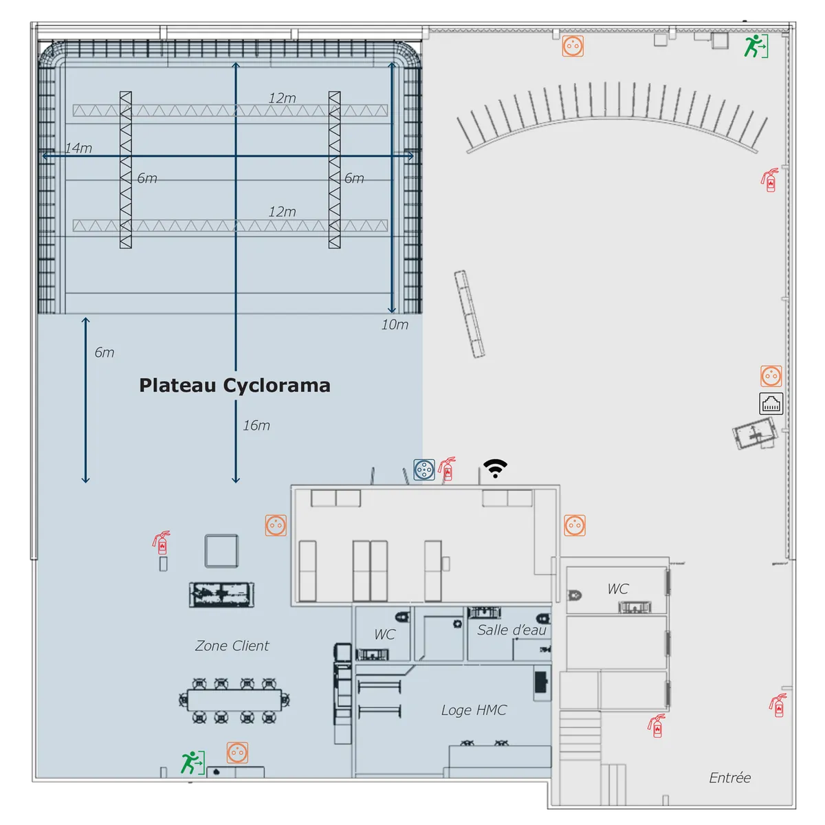 Plan vue de dessus du plateau Infinity Wall